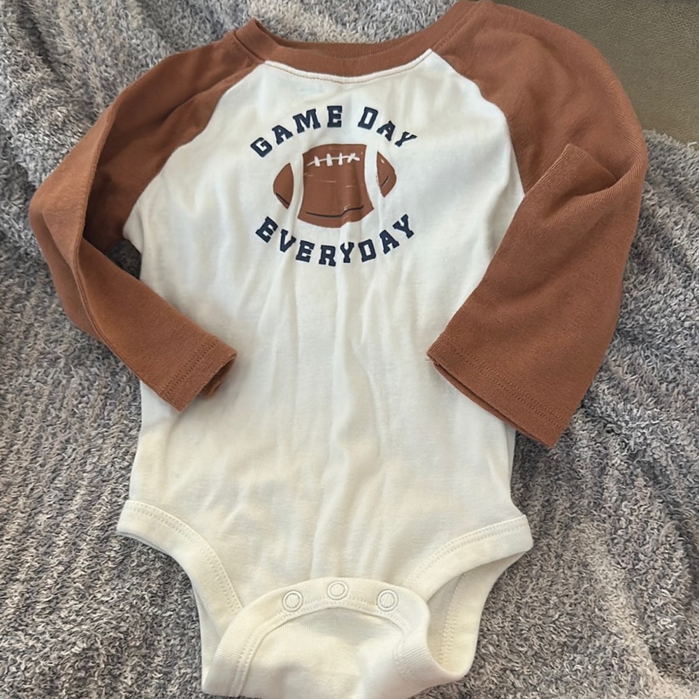 Jumping Beans Brown and White Bodysuit Game Day Design